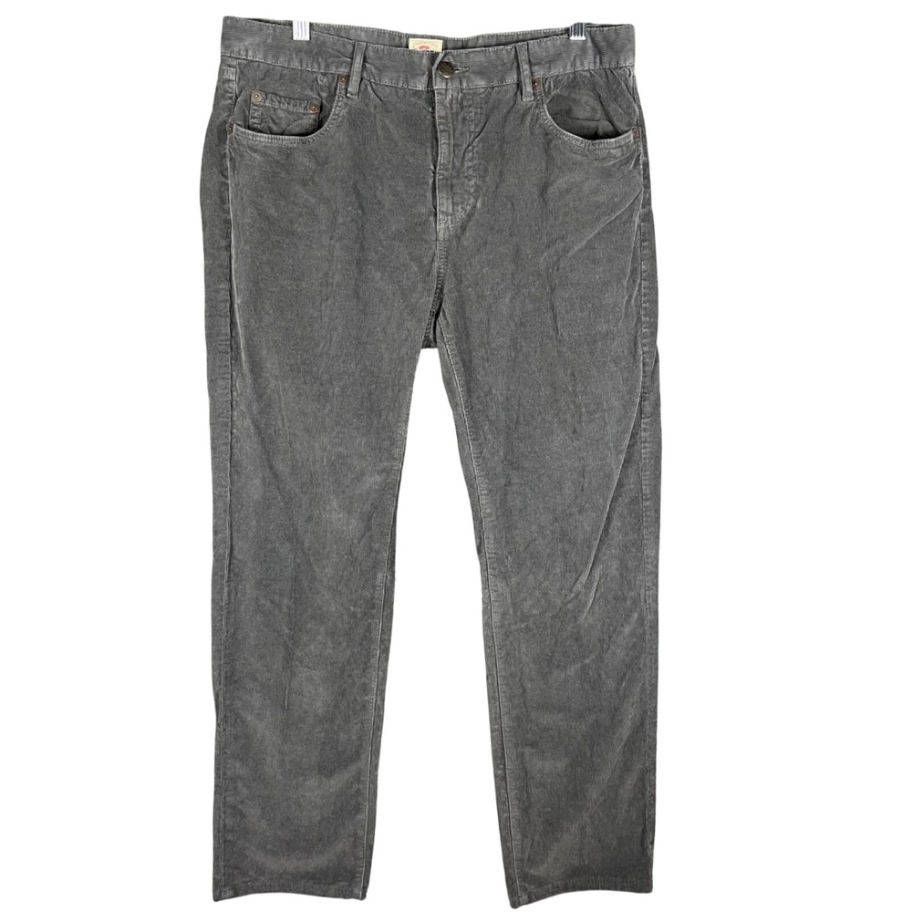 Faherty Corduroy Pants Mens 34 Grey Organic Cotton Lyocell Stretch Straight Leg